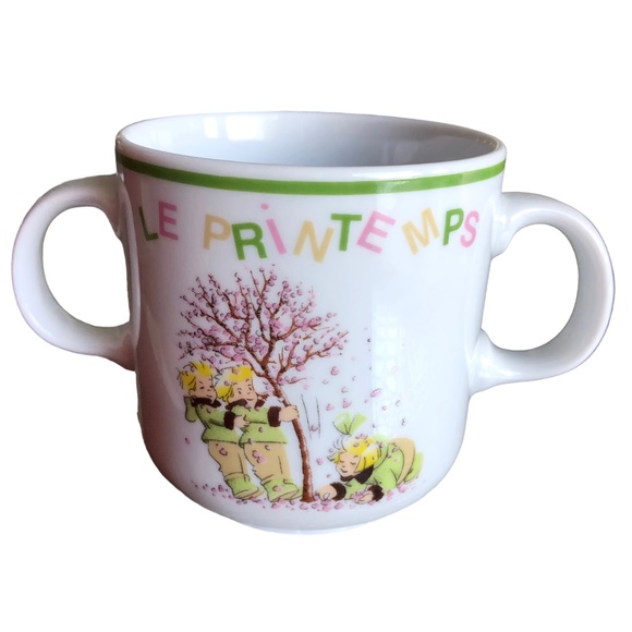 Guy Degrenne The Triplets Spring Porcelain Cup w/Double Handles - Picture 1 of 4